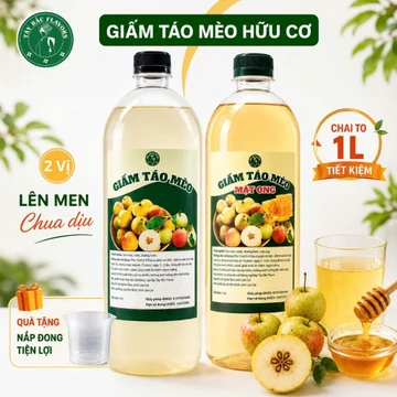 Giấm Táo Mèo Tây Bắc, Lên Men Tự Nhiên 2 Vị Nguyên Bản Và Giấm Mật Ong Tặng Kèm Nắp Đong