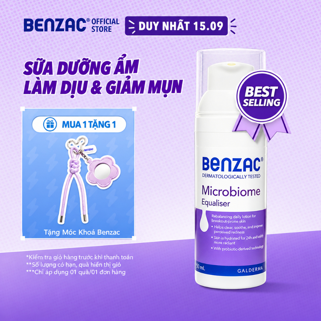 Sữa dưỡng ẩm giúp cân bằng hệ vi sinh cho da dầu mụn BENZAC Microbiome Equalizer 50ml