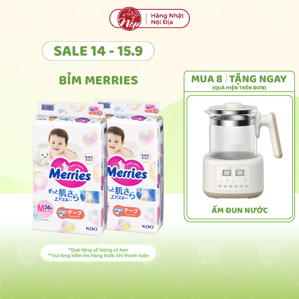 Combo 2 Tã bỉm dán quần Merries Đủ Size NB76+6/S70+6/M56+4/L44+6/XL38+6 - nepshop1