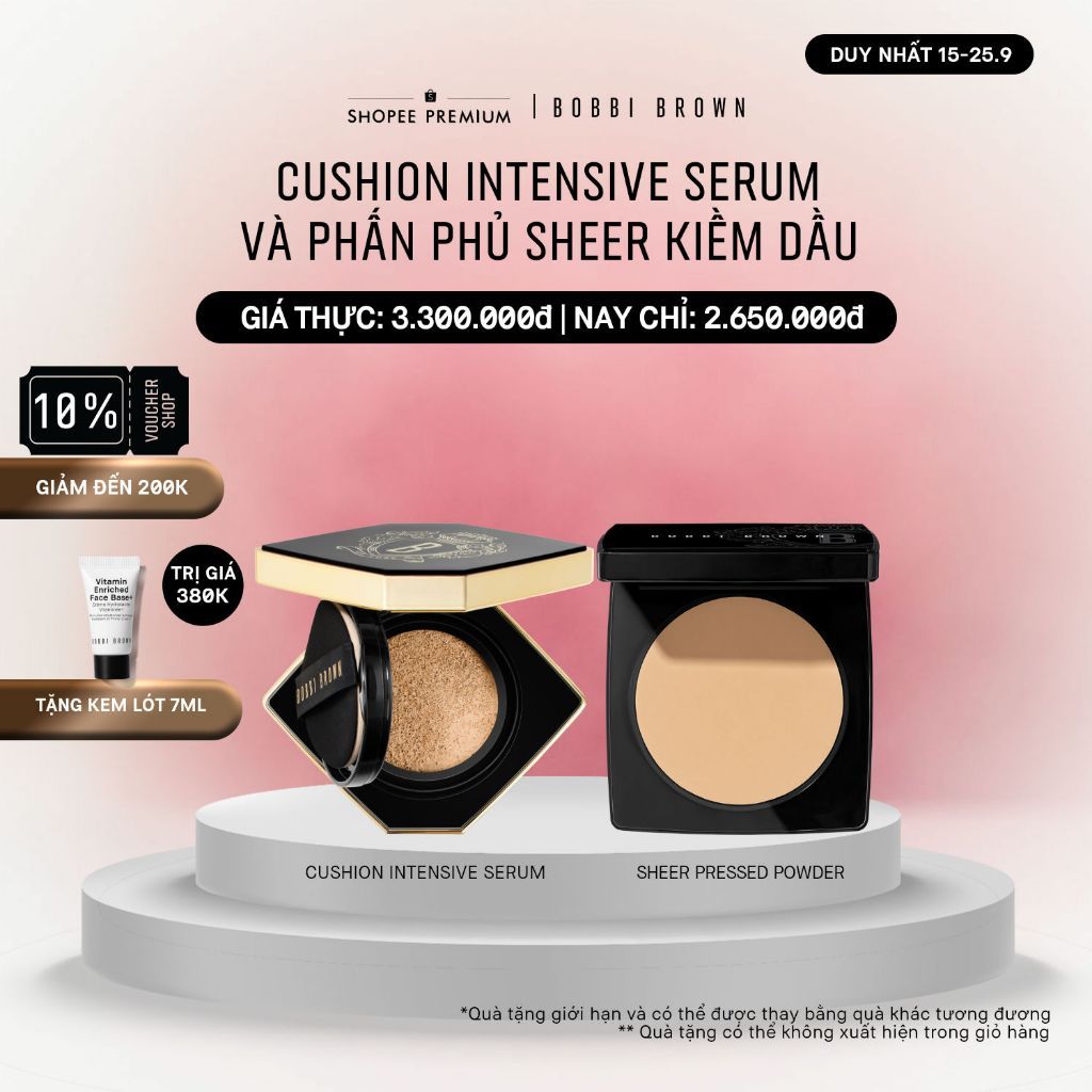 Bobbi Brown - Bộ 2 món: Phấn nước Intensive Skin Serum SPF 40 PA++++, Phấn phủ Sheer Finish Pressed Powder