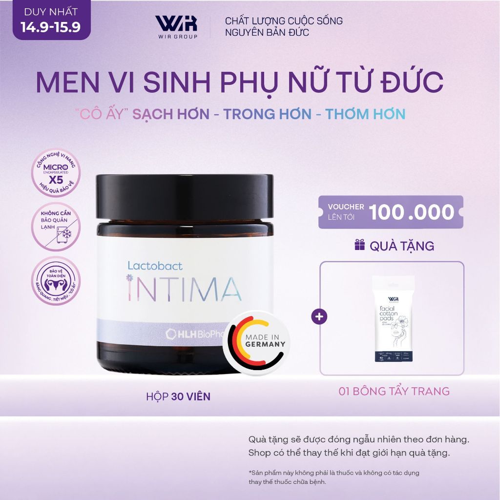 Men vi sinh Lactobact Intima Đức - bổ sung lợi khuẩn phụ khoa, bảo vệ vùng kín, tiết niệu tái phát | Wir Group