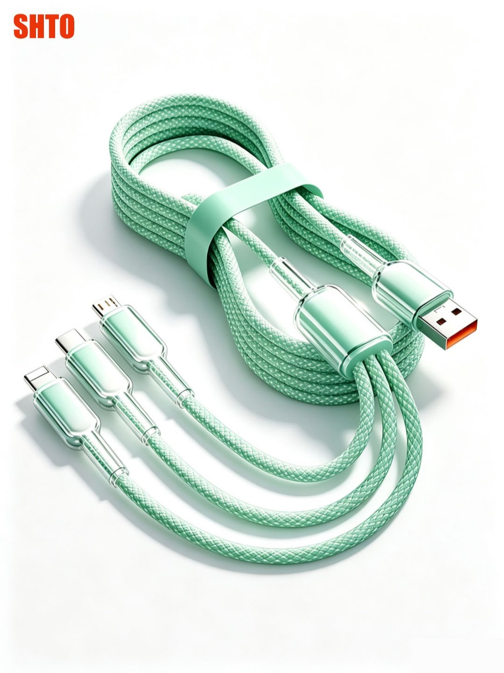 Cáp sạc nhanh điện thoại di động ba trong một 66W phù hợp với vivo,iPhone, oppo, Xiaomi và Samsung.