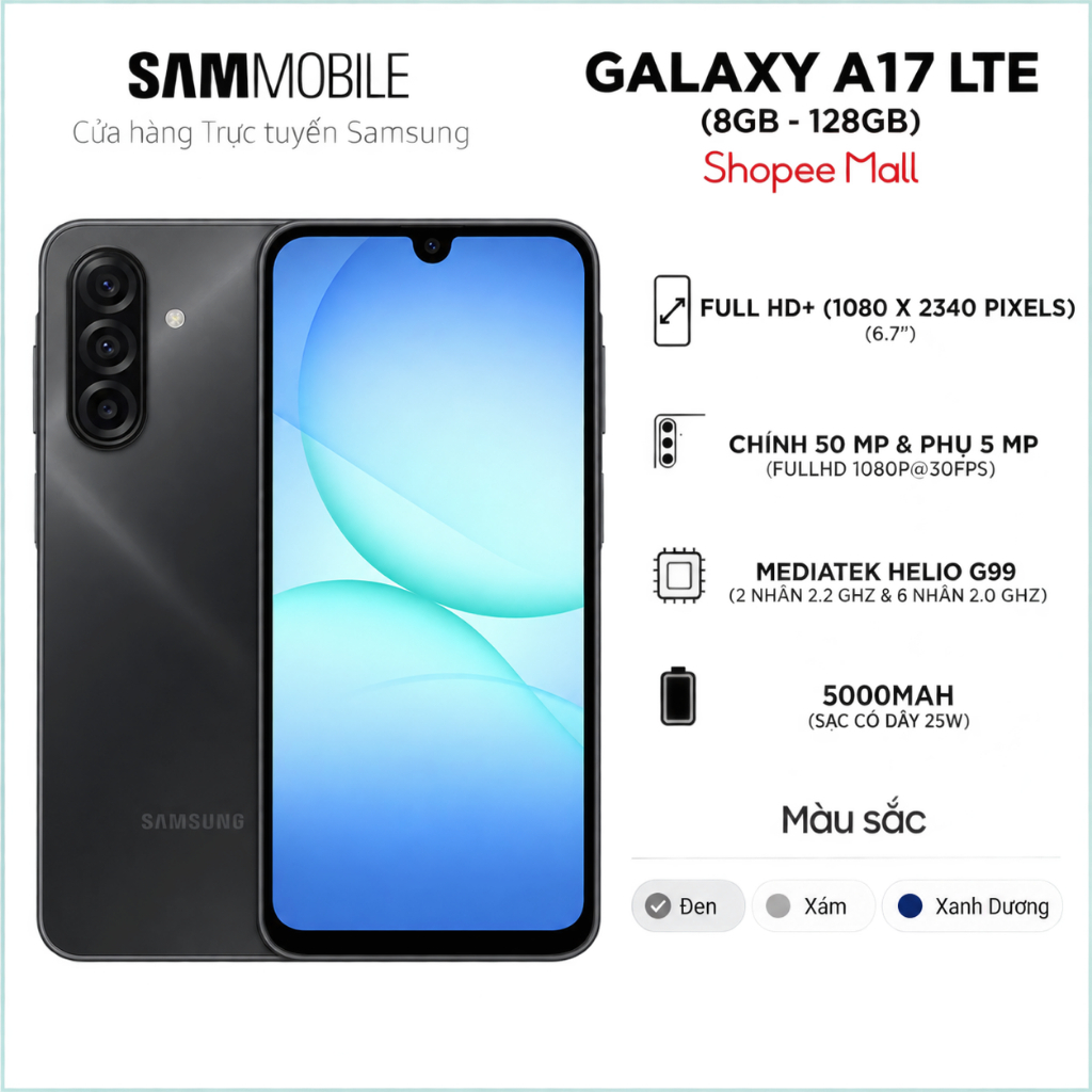 [Combo Gia Đình 2 Máy - Ramdom T9 ]A - Điện thoại Samsung Galaxy A17 LTE ( 8GB/128GB )