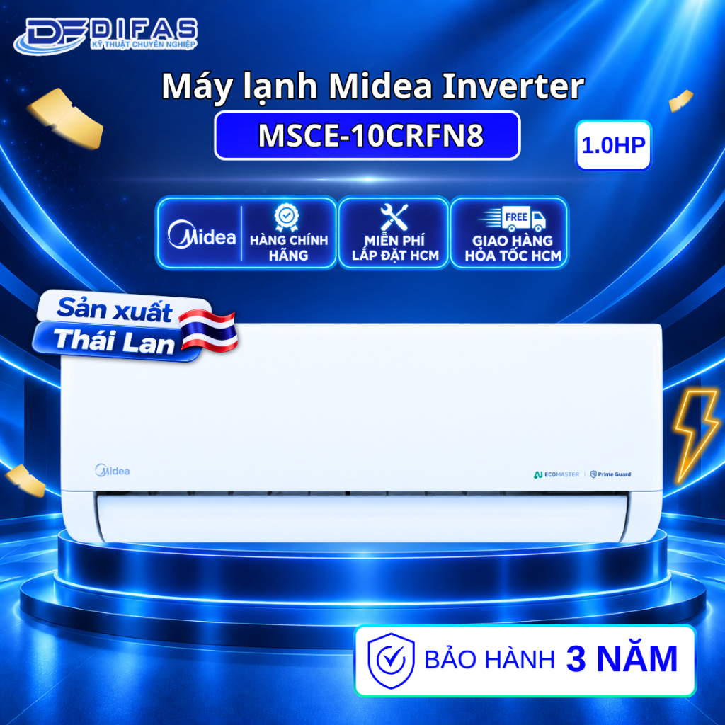 Máy lạnh MIDEA INVERTER 1.0HP MSCE-10CRFN8
