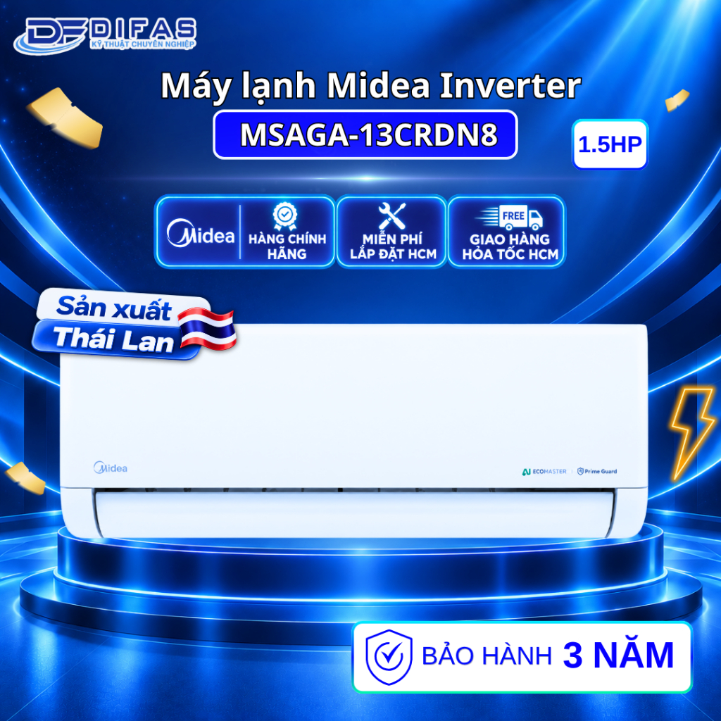 Máy lạnh MIDEA INVERTER 1.5HP MSAGA-13CRDN8