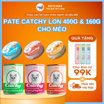 Combo 5 lon Pate Catchy Lon 400g và 160g cho mèo con mèo lớn pate cho mèo PetcareHN