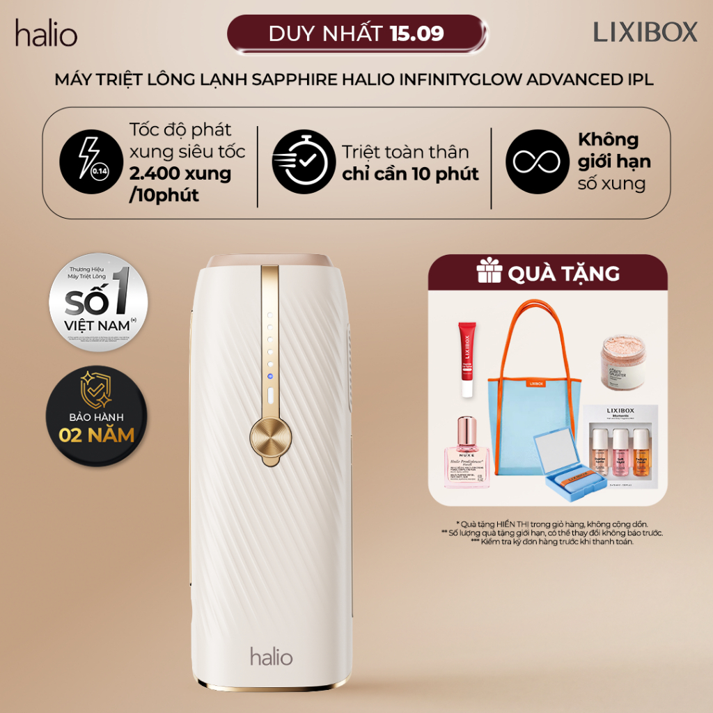 Máy Triệt Lông Lạnh Sapphire Halio InfinityGlow Advanced IPL Sapphire Cooling Hair Removal Device
