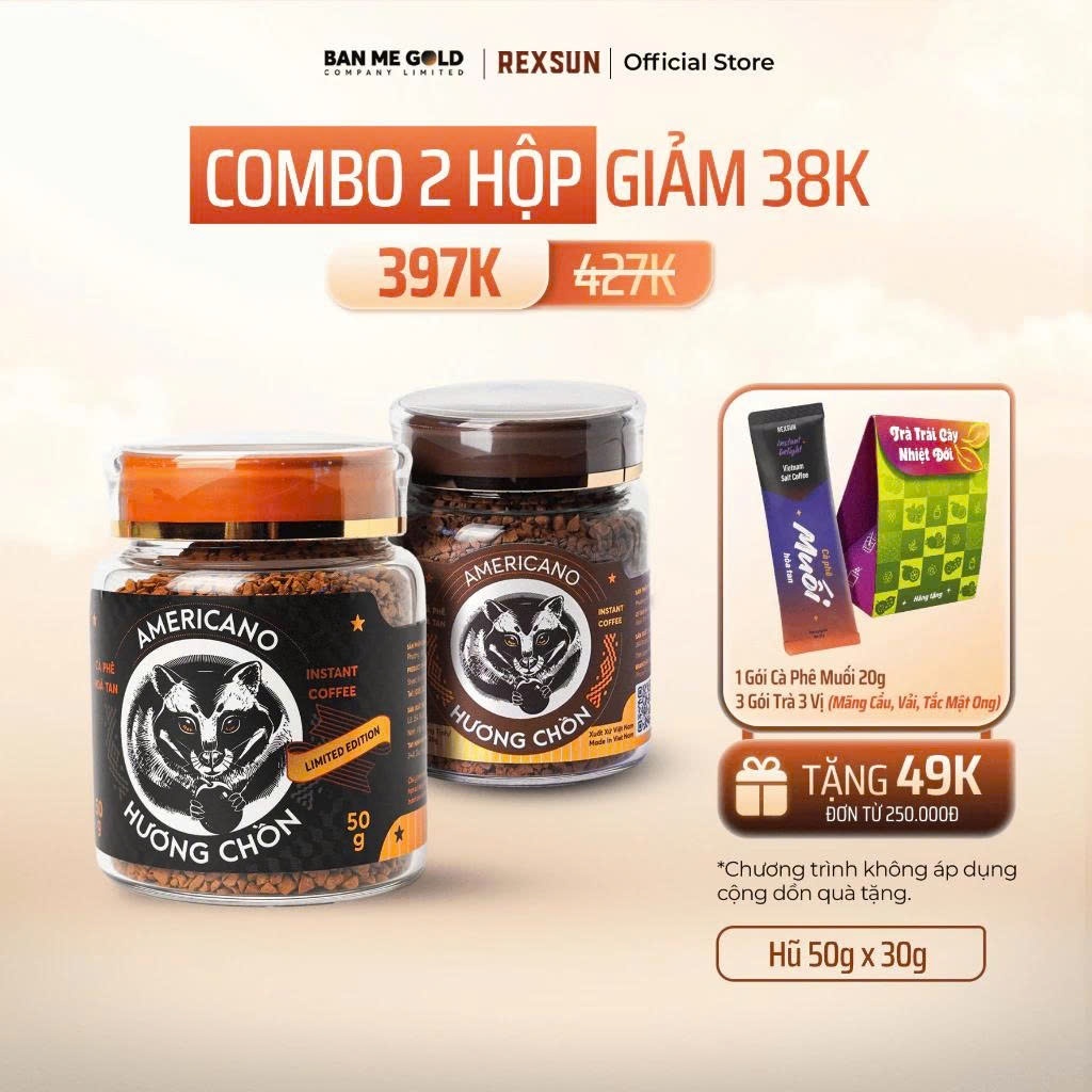[COMBO THỬ VỊ] 2 Hũ Cà Phê Sấy Lạnh Arabica x Robusta Cà Phê Hòa Tan - Cà Phê Rang Xay Nguyên Chất Tiện Lợi Ban Me Gold