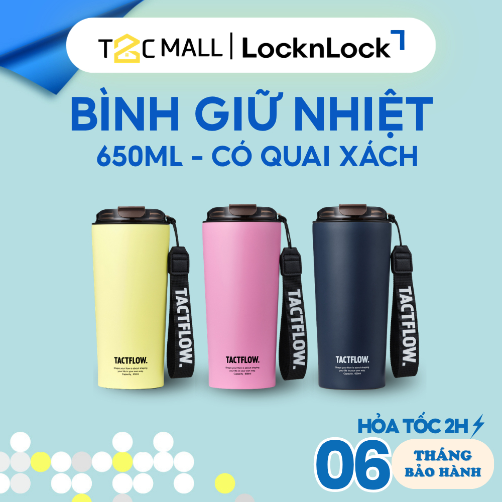 Ly giữ nhiệt Tactflow Ceramic Tumbler 650ml Bình Bằng Thép Không Gỉ Phủ Sứ Kèm Quai Xách - Nhiều màu- T2CMALL