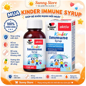 Siro tăng đề kháng cho bé Doppelherz Kinder Immune Syrup hỗ trợ phòng ngừa ốm vặt cho bé