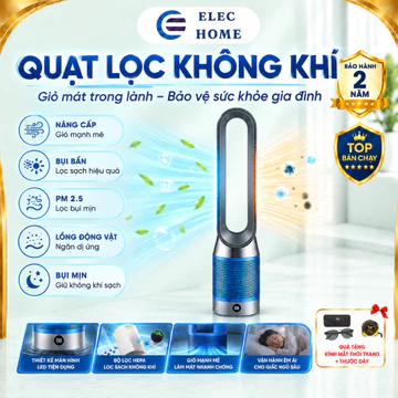Quạt không cánh lọc không khí 2 in 1, máy lọc không khí vừa quạt vừa lọc không khí 8 tốc độ gió điều khiển từ xa