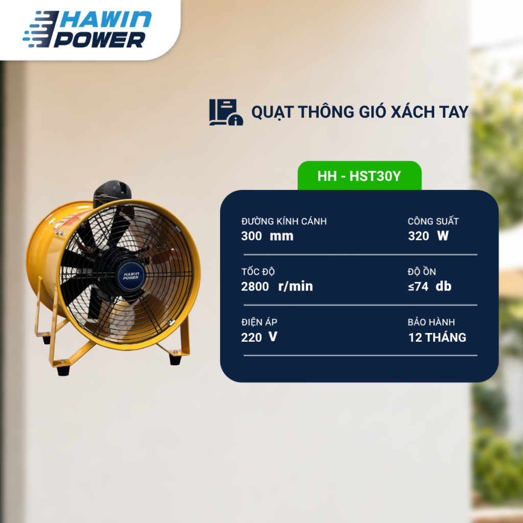 Quạt Thông Gió Tròn Xách Tay HAWIN POWER HH-HST30Y | BigBuy360 - bigbuy360.vn