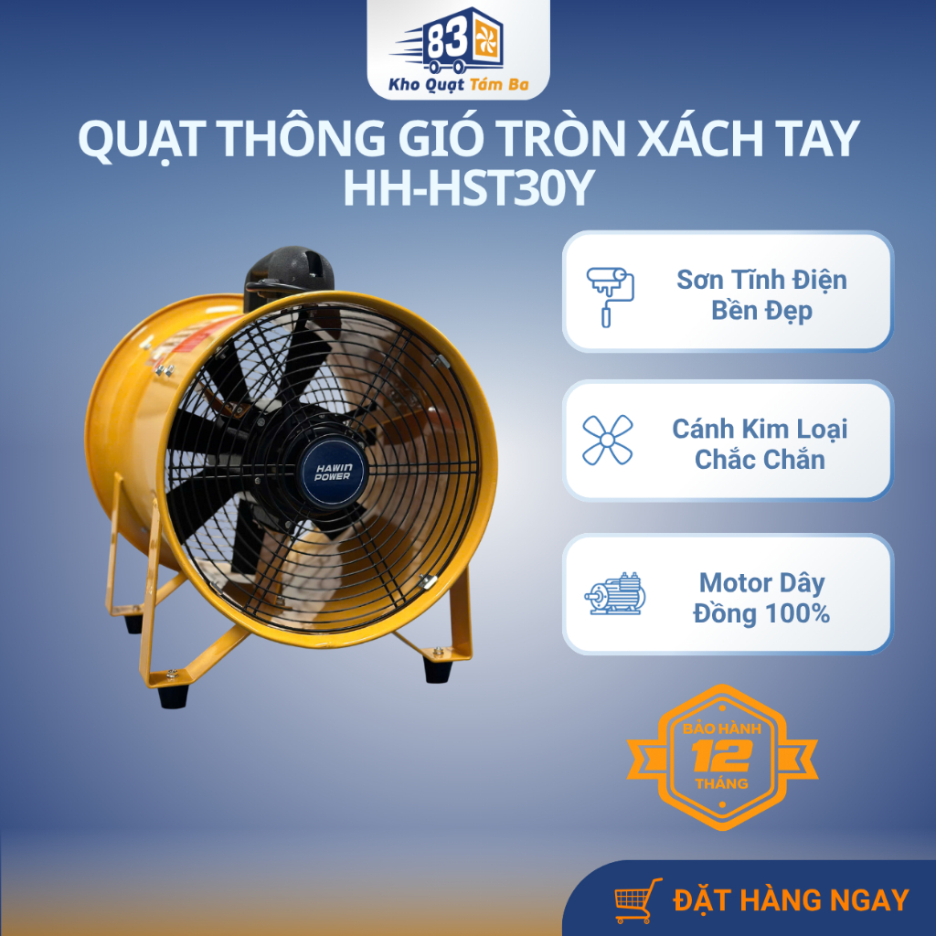 Quạt Thông Gió Tròn Xách Tay HAWIN POWER HH-HST30Y | BigBuy360 - bigbuy360.vn