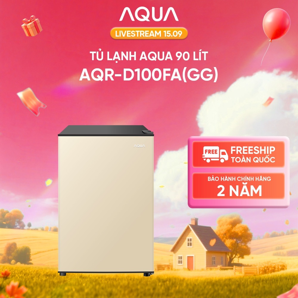 [DEAL XỊN] Tủ lạnh min Aqua 90 lít AQR-D100FA(GG) - Màu be - Freeship toàn quốc - Bảo hành 2 năm