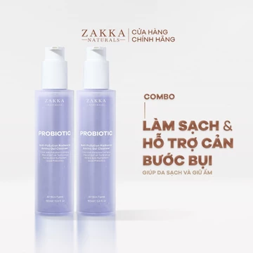 Combo 2 Gel Rửa Mặt Sạch Bụi Mịn Probiotic Anti-Pollution Radiance Amino Gel Zakka Naturals 150ml