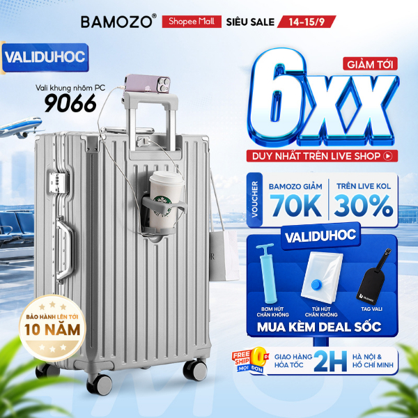 [🔥BEST SELLER] Vali Khung Nhôm B Bamozo 9066 Size 20/24/28 Cao Cấp Bảo Hành 5 Năm - Lỗi 1 Đổi 1 Trong 30 Ngày_9066