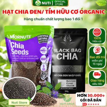 【TOP CHẤT LƯỢNG】Hạt Chia Tím Mornuts Organic 1KG, Chia Đen Black Bag Absolute Chia Hữu Cơ Sạch Đẹp