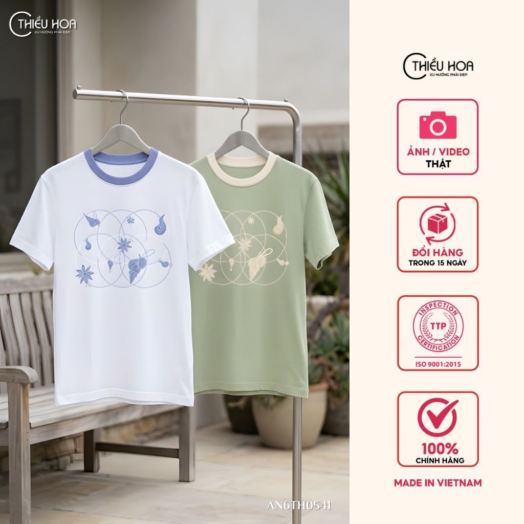 Áo thun được làm từ chất liệu Cotton in với thiết kế co dãn mềm nhẹ mát, thương hiệu Thiều Hoa AN6TH0541