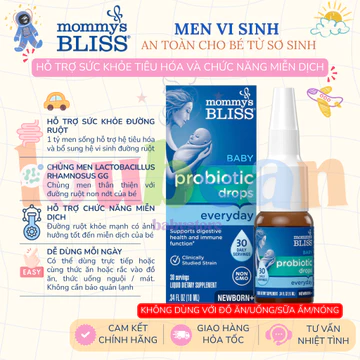 Men vi sinh Mommy's Bliss baby Probiotic Drops bổ sung cho bé từ sơ sinh Loubean