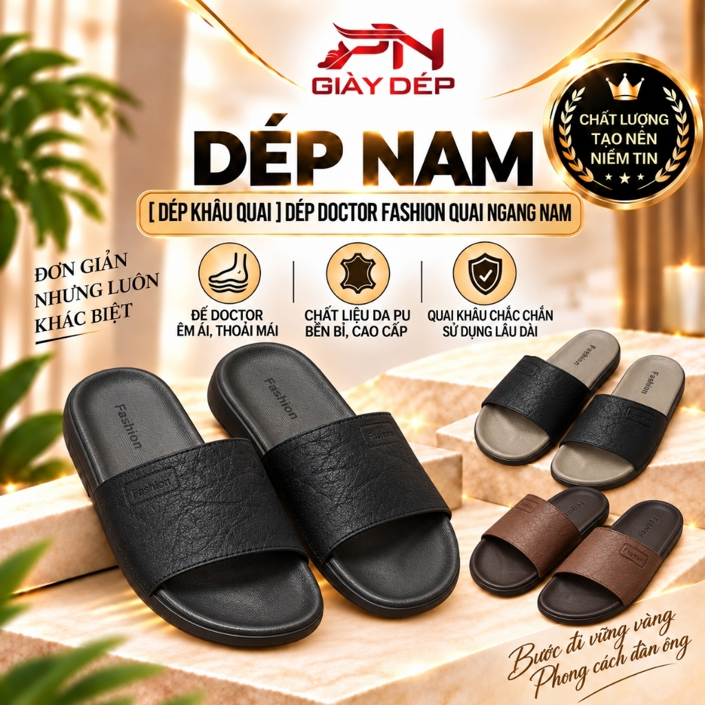 [ Dép Khâu Quai ] Dép doctor Fashion quai ngang nam, Dép lê nam đế 2 lớp mềm nhẹ. Quai Khâu Chắc Ch
