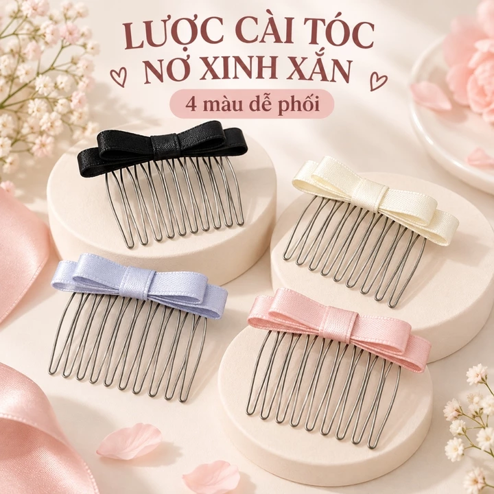 ❤️Love❤️2 Chiếc Nơ Tóc Lược Mềm Mại Mịn Satin Nữ Hàng Ngày Thanh Lịch Kiểu Cố Định Trang Trí Ngày Lễ Hiện Nay