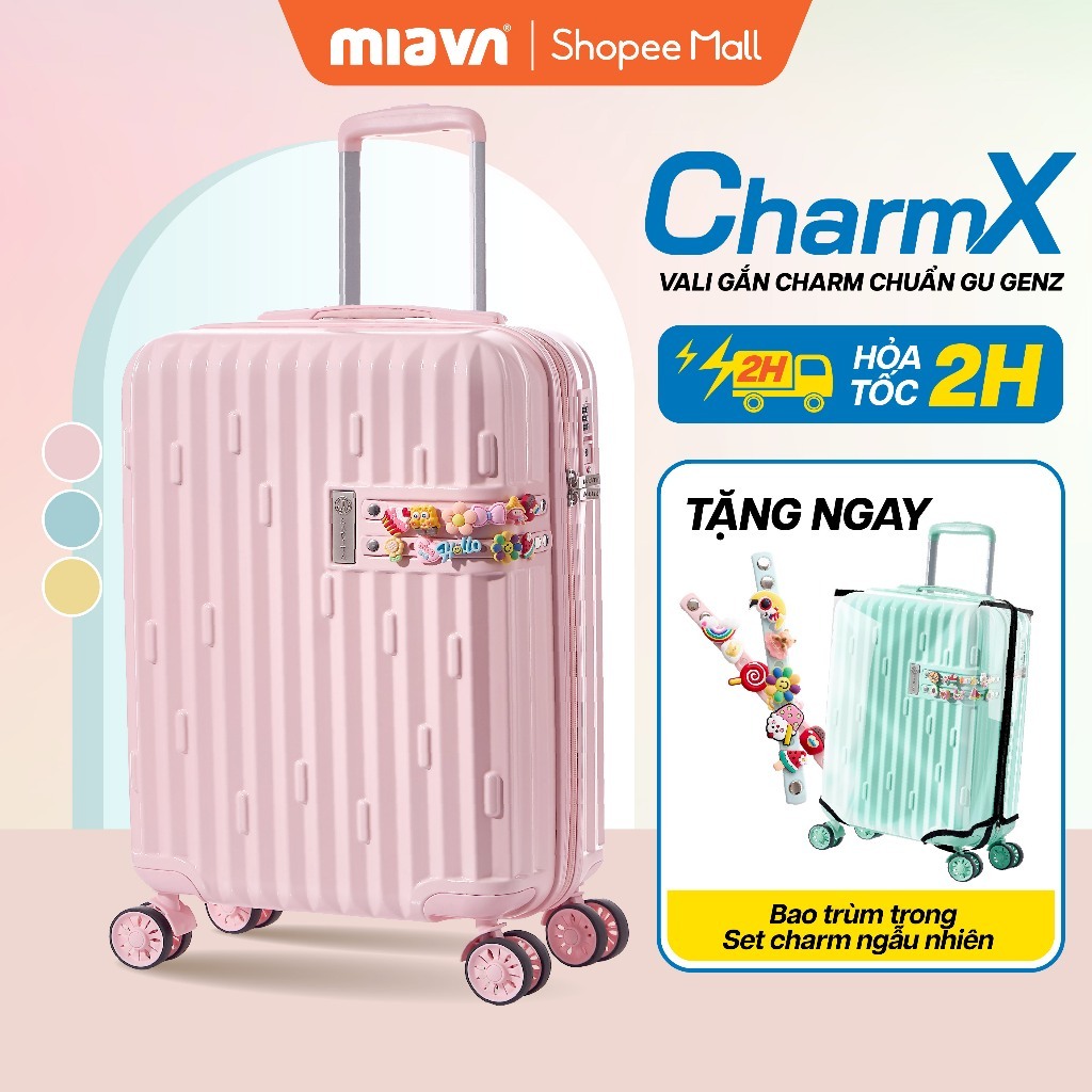 Vali Kéo MIAvn Larita CharmX - Size 20 inch, Nhựa PC/ABS Cứng Cáp Bền Bỉ, Phối Charmx Cá Tính, Mới Tại VN