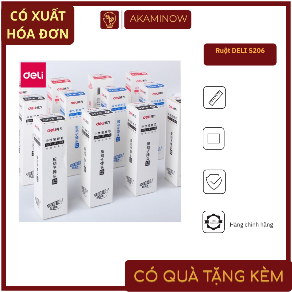 Combo 10/20/40.60 ruột Deli S206 Dùng Cho Bút Bi Bấm Deli A575, S101, S08
