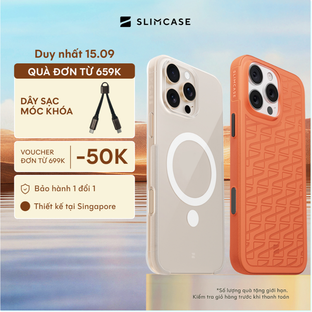 Ốp lưng cho iPhone 16 Pro Max / 16 Pro / 16 Plus / 16 SLIMCASE - Không ố vàng, siêu mỏng, hỗ trợ sạc không dây