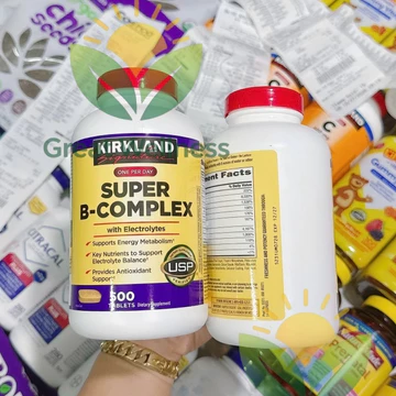 Viên Uống Bổ Sung Vitamin B Của Mỹ Super B-Complex Kirkland 500 Viên Bổ sung Vitamin B tổng hợp, tăng miễn dịch, giảm mệ