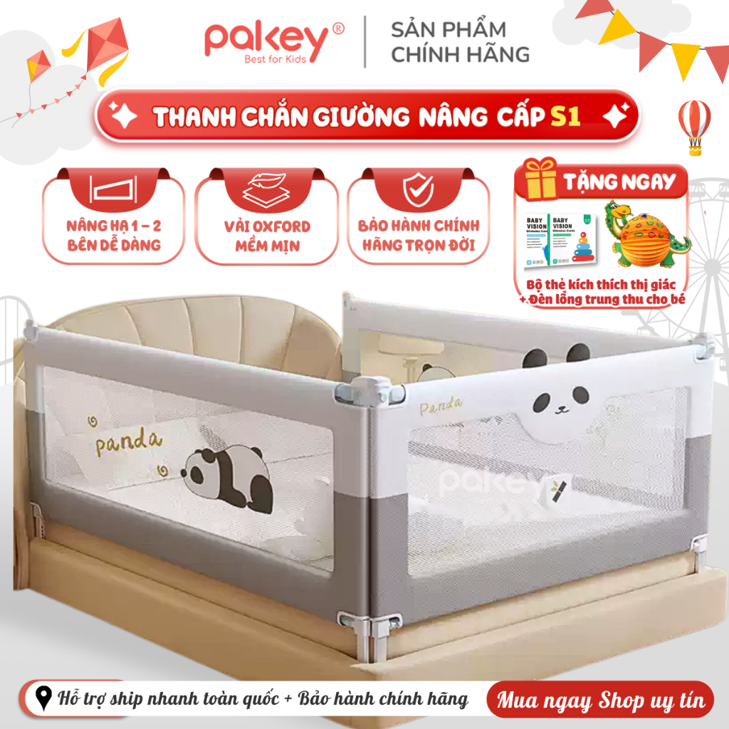 [NEW] Thanh Chắn Giường Pakey S1, Thanh Chặn Giường Cho Bé Mẫu Mới Vải Oxford Dày Dặn Cao Tới 105cm