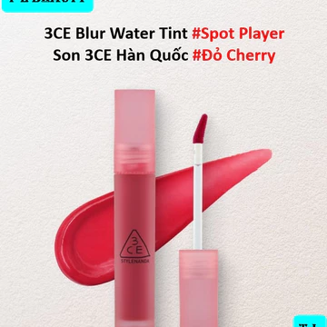 Son Kem Lì 3CE Hàn Quốc Mềm Mịn Môi, Lâu Trôi Màu #Đỏ Cherry - 3CE Blur Water Tint #Spot Player 4.6g