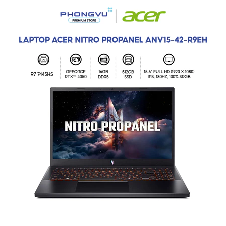 Laptop Gaming Acer Nitro ProPanel ANV15-42-R9EH Ryzen 7 7445HS - RTX 4050, 16GB, 512GB, Win11 - BH 24 Tháng