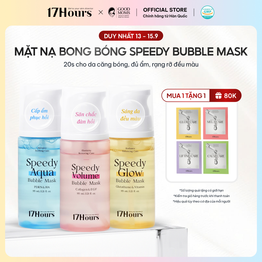 Mặt nạ bong bóng 17Hours Speedy Bubble Mask 95ml, mặt nạ sủi bọt, chăm da 20s,cấp ẩm & làm dịu, dưỡng sáng, tăng đàn hồi