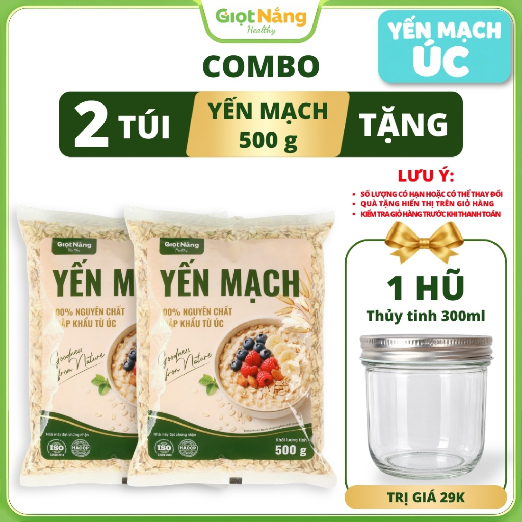 [NHẬP ÚC] Yến Mạch Úc Cán Dẹt/Cán Vỡ Nguyên Cám Cho Bữa Ăn Lành Mạnh Ủ Qua Đêm từ Nông Sản Giọt Nắng Dịp Tết Trung Thu