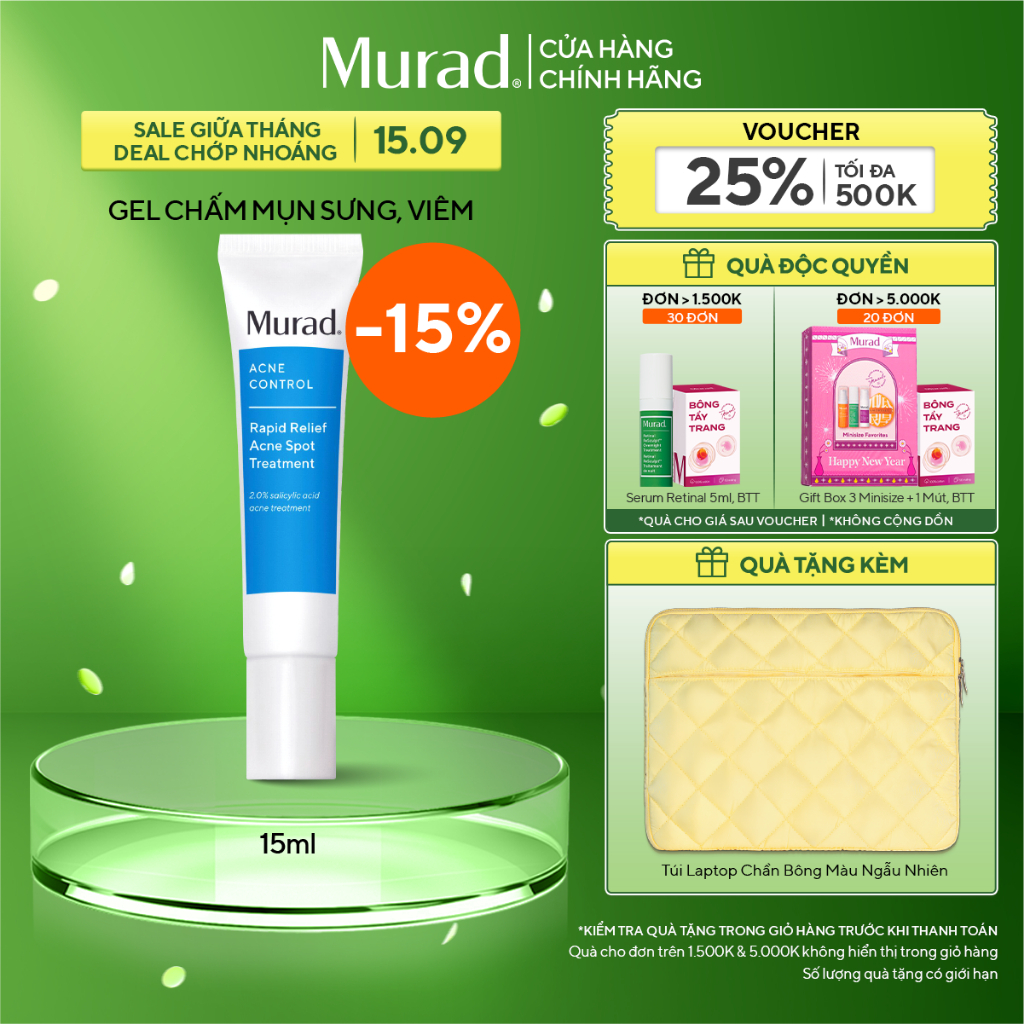 [HSD 11 THÁNG] Gel chấm mụn Murad Rapid Relief Acne Treatment 15ml