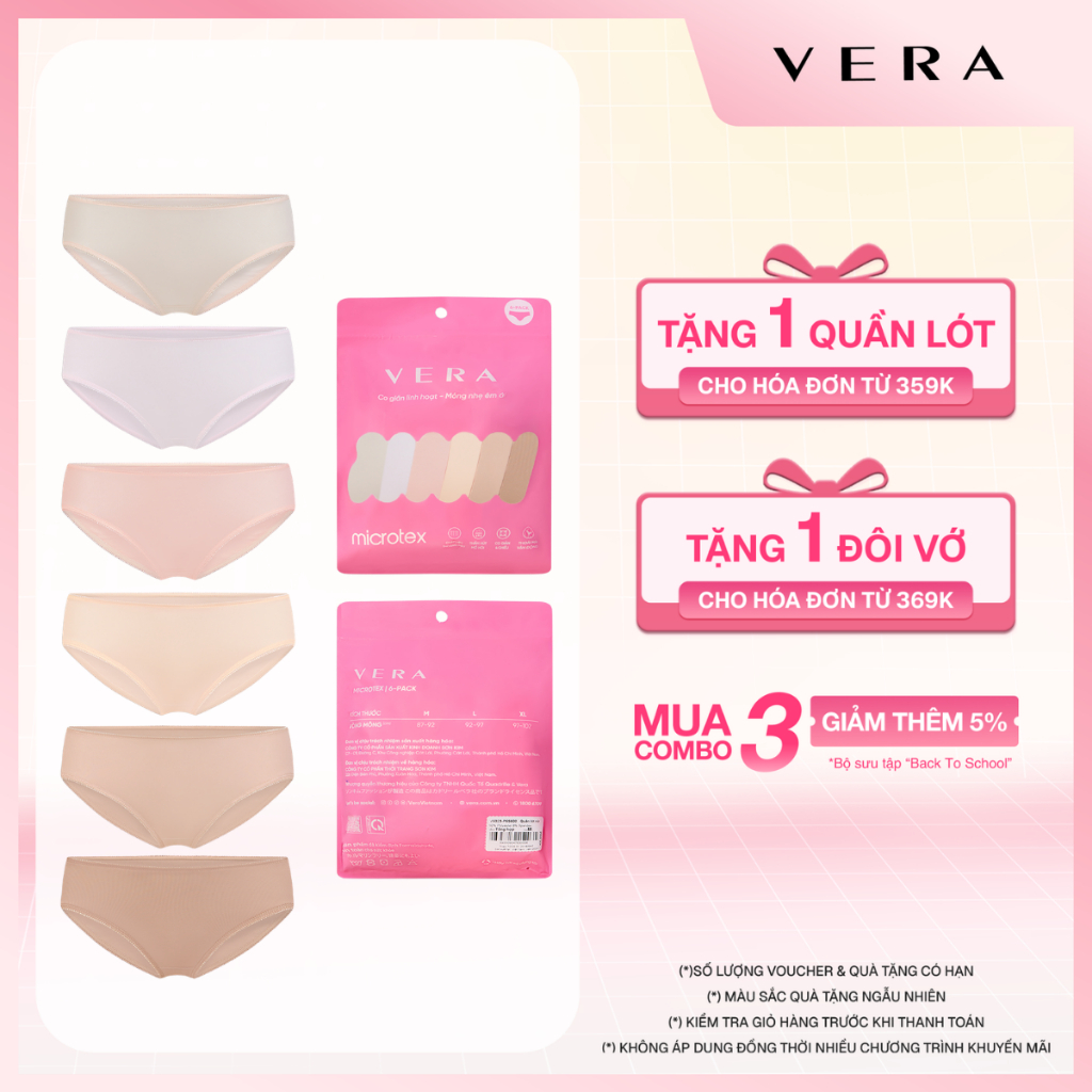 [LIVE] Combo 06 quần lót nữ mát mịn, co giãn thoải mái, kháng khuẩn VERA 6323 [Giao màu ngẫu nhiên]