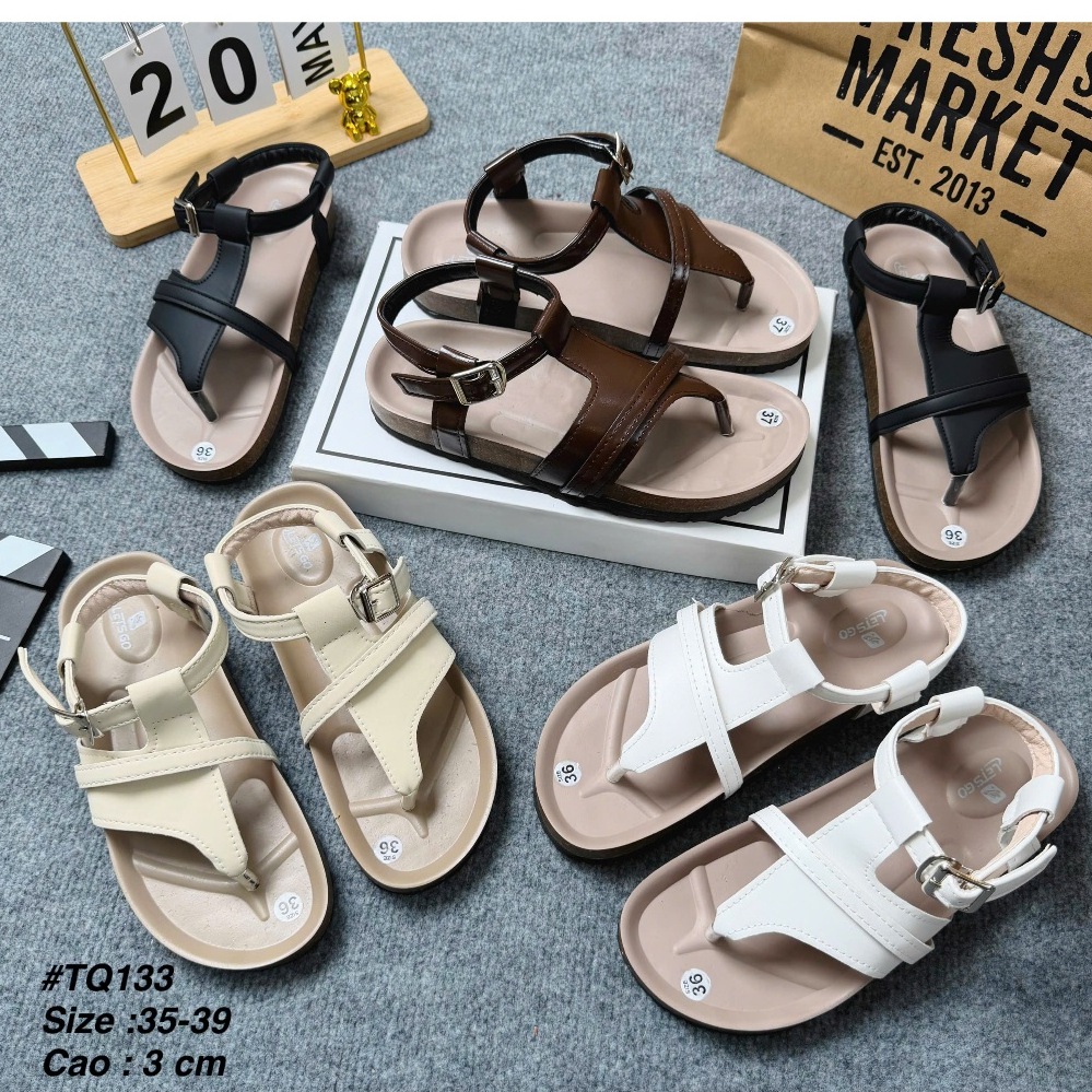 Dép Sandal Nữ Đế Xuồng 3cm Quai Chữ T Phối Khóa Cài Thời Trang TQ133 Size 35-39 - Giày dép hottrend shop