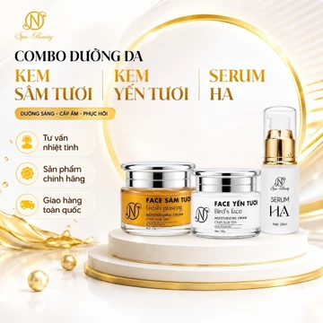 Bộ 3 Sản Phẩm Dưỡng Ẩm Phục Hồi Da N Spa Beauty, Combo Dưỡng Da Kem Sâm Tươi + Yến Tươi + Serum HA 20ml