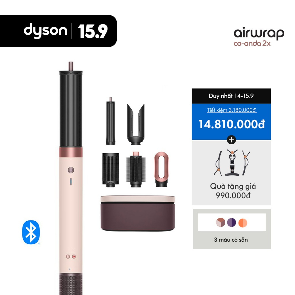 [14-15.9 | TẶNG BỘ KẸP TẠO KIỂU 990K] Máy sấy và tạo kiểu tóc Dyson Airwrap Co-anda 2x ™ Straight + Wavy HS09