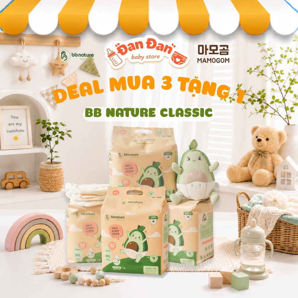 Tã Bỉm BB Nature Classic / Combo 3 TẶNG 1 BỊCH CHO BÉ