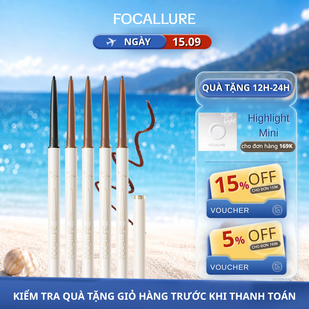 FOCALLURE Chì kẻ mắt siêu mảnh 1.7mm mềm mịn lâu trôi chống nước 0.1g