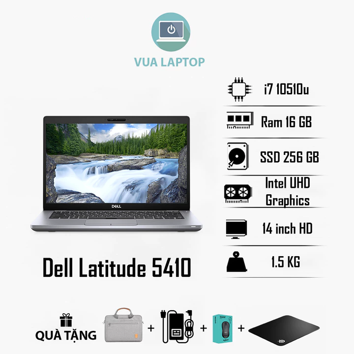 Laptop Dell Latitude 5410 Core i7 Gen 10 | RAM 16GB | SSD 256GB | Màn 14" FHD | Máy Văn Phòng Siêu Bền