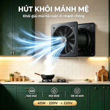 quạt hút âm tường. thông gió,chính hãng 45W, quạt hút khói hút mùi 7 cánh công suất lớn chạy êm bền bỉ