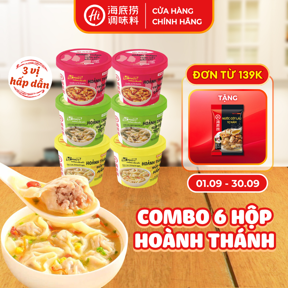 Combo 6 Hộp Hoành Thánh Tươi Haidilao Nhân Ngon Vỏ Mỏng, Tiện Lợi Dễ Mang Theo