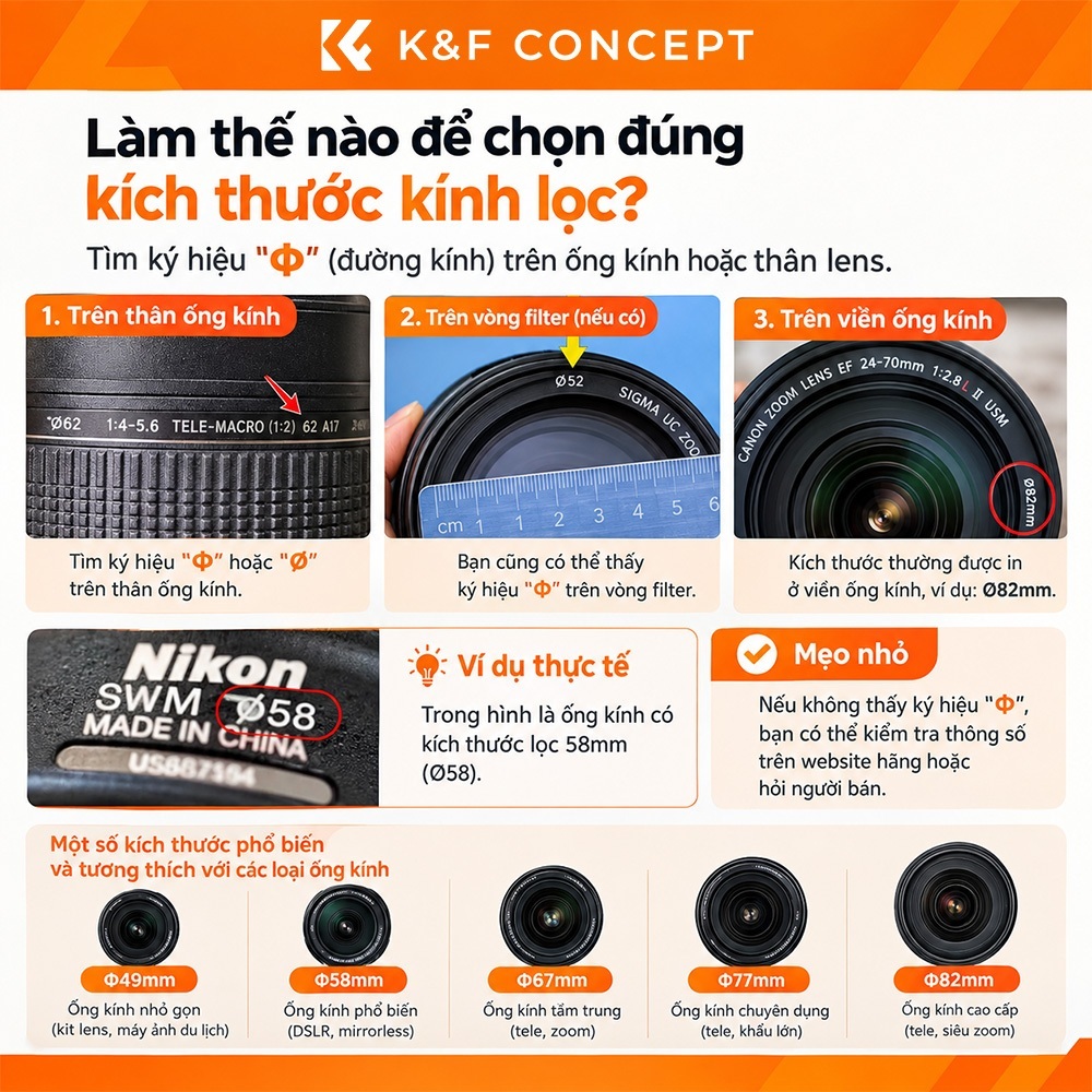 K&F CONCEPT NANO-K CPL Filter Chống Lóa, Khử Phản Xạ, Tăng Độ Bão Hòa Màu & Tương Phản | BigBuy360 - bigbuy360.vn