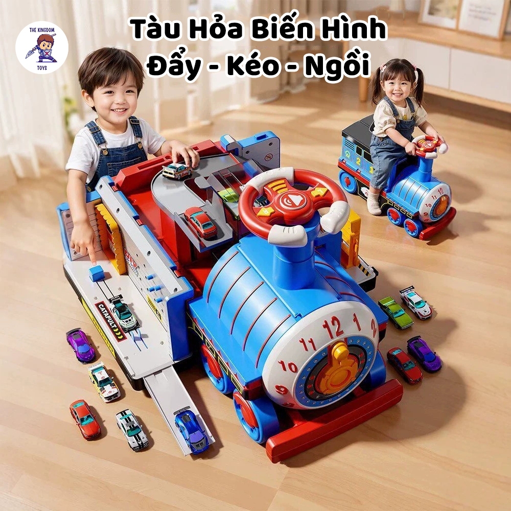 Đồ Chơi Tàu Hỏa Biến Hình 3in1 Cho Bé – Xe Chòi Chân, Xe Lửa Biến Hình Đường Đua Ô Tô Mini