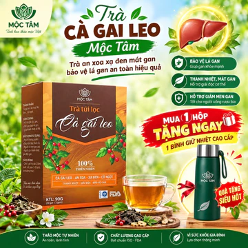 [ Tặng Bình Pha Trà ] Trà Cà Gai Leo Mộc Tâm Hộp 30 Gói - Trà an xoa xạ đen mát gan bảo vệ lá gan an toàn hiệu quả