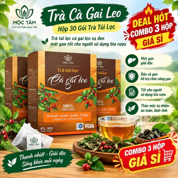 [ Combo 3 Hộp Giá Sỉ ] Trà Cà Gai Leo Hộp 30 Gói Trà túi lọc cà gai lẹo xạ đen mát gan tốt cho người sử dụng bia rượu