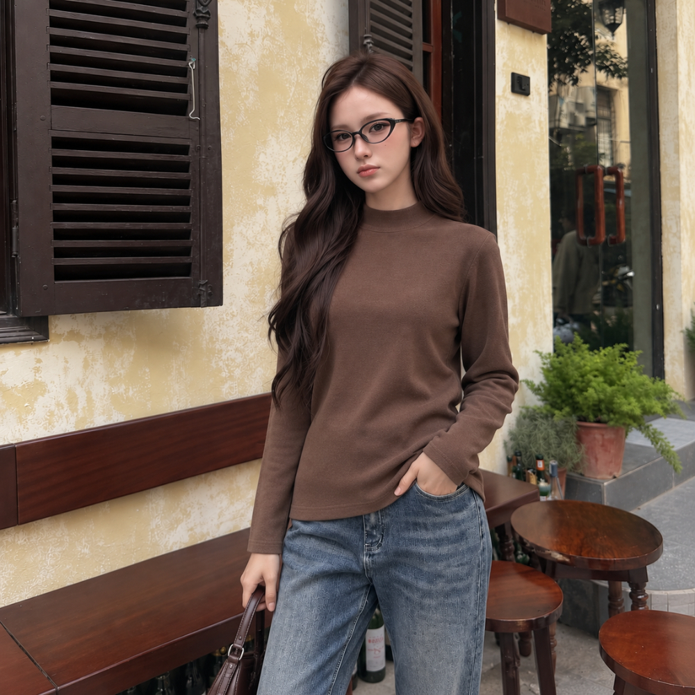 Áo Giữ Nhiệt LÓT NỈ Nữ Tay Dài Cao Cổ 3cm MIAA Co Giãn 4 Chiều , Áo giữ nhiệt DÀI TAY  Chuẩn Hàng QC Loại 1 | BigBuy360 - bigbuy360.vn