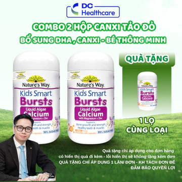 COMBO 2 HỘP Nature's Way Kids Smart CANXI TẢO NỘI ĐỊA ÚC CHO BÉ - Bổ Sung Canxi, Magie, K2 Bé Khoẻ
